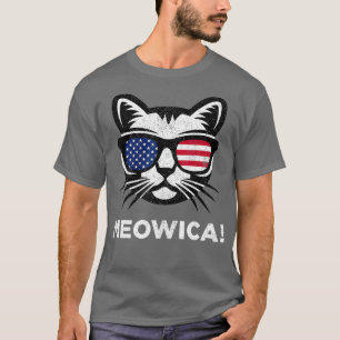 4th of July Meowica Cat American Flag Glasses T T-Shirt