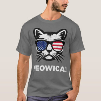 4th of July Meowica Cat American Flag Glasses T T-Shirt