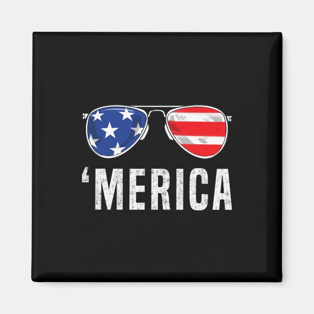 4th Of July Merica American Flag Sunglasses Boys G Magnet (Front)