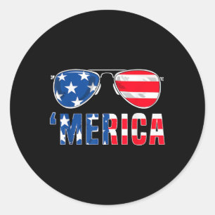 4th Of July Merica American Flag Sungles Boys Girl Classic Round Sticker