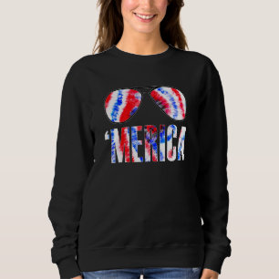 4th Of July Merica American Flag Tie Dye Sunglasse Sweatshirt