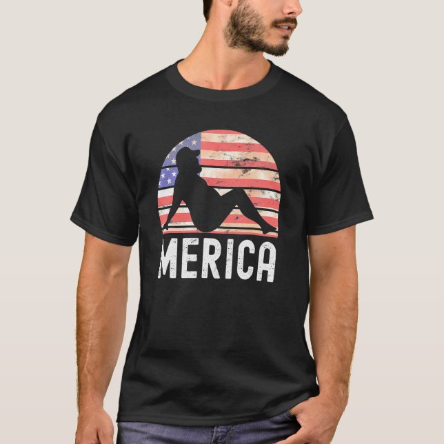 4th Of July Merica Fat Party  Drinking Adult Joke T-Shirt (Front)