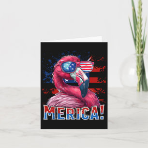 4th Of July Merica Flamingo American Flag Kids Men Card