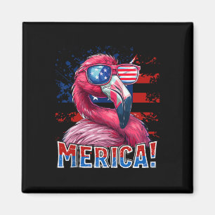 4th Of July Merica Flamingo American Flag Kids Men Magnet