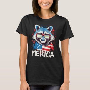 4th Of July Merica Raccoon Agender Sunglasses Flag T-Shirt