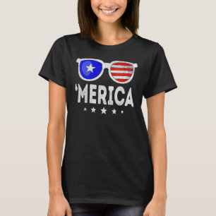 4th Of July MERICA Sunglasses All America USA Flag T-Shirt