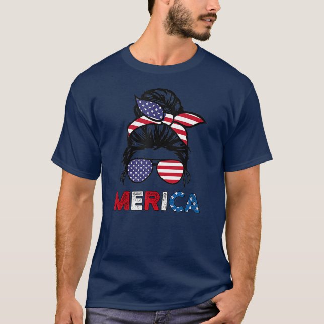 4th Of July Merica Sunglasses Classy Mom Life T-Shirt (Front)