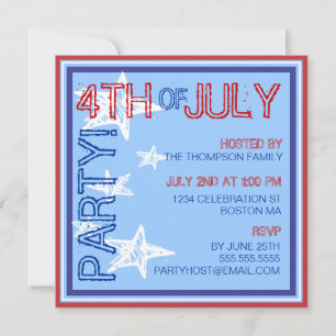 4th of July Modern Stars Party Invitation