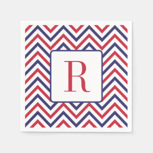 4th of July Monogram Party Red White and Blue Napkin