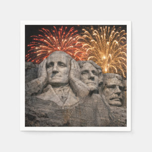 4th of July Mount Rushmore Humor with Fireworks Napkin