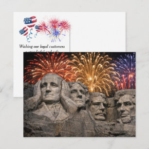 4th of July Mount Rushmore Humor with Fireworks Postcard