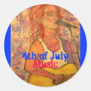 4th of July Music Classic Round Sticker