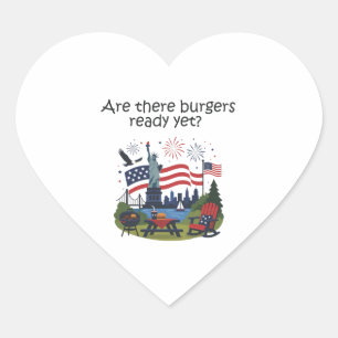 4th of July Napkins Heart Sticker
