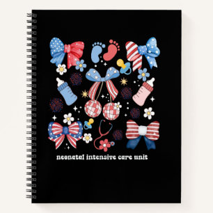 4th of July Neonatal ICU Nurse Coquette Bow NICU N Notebook