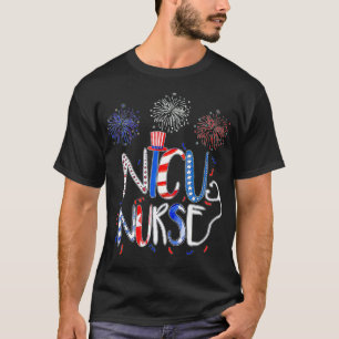 4th of July Nicu Nurse, Funny Nurse USA Flag T-Shirt