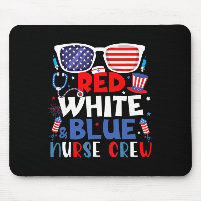 4th Of July Nurse Crew Fireworks Patriotic Nurse  Mouse Pad (Front)