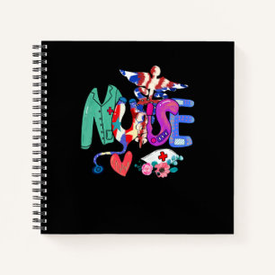 4th Of July Nursing For Women Stethoscope Patrioti Notebook