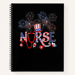 4th Of July Nursing Women Stethoscope Nurse Gradua Notebook