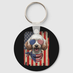 4th Of July Odle Dog Aaamerican Flag Usa Patriotic Keychain
