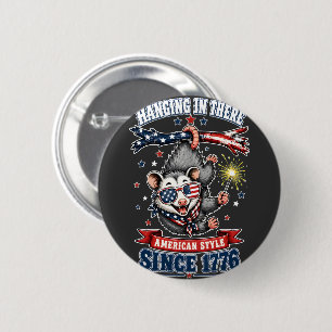 ​4th of July Opossum Hanging Button
