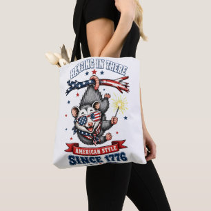 4th of July Opossum Hanging Tote Bag