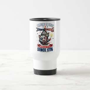 4th of July Opossum Hanging Travel Mug