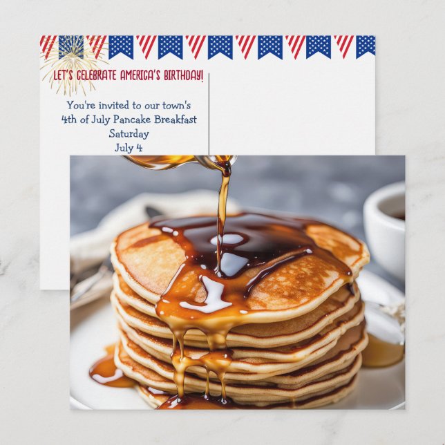 4th of July Pancake Breakfast Announcement  Postcard (Front/Back)