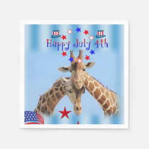 4th of July Paper Napkins Giraffe