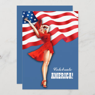 4th of July Party Event Retro Pin-Up Invitation