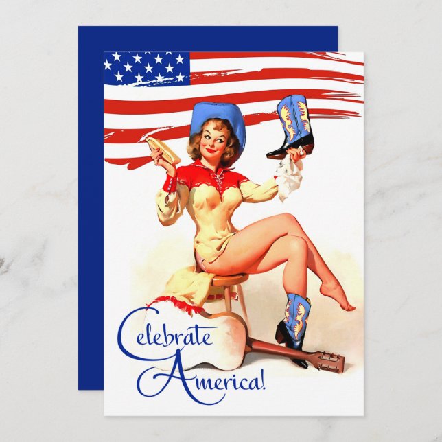 4th of July Party | Event Retro Pin-Up  Invitation (Front/Back)