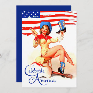 4th of July Party   Event Retro Pin-Up  Invitation
