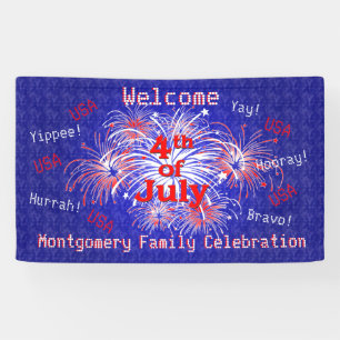 4th of July Party Fireworks Welcome Banner