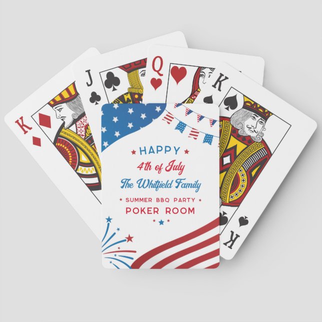 4th of July Party Games Room Red White Blue Playing Cards (Back)