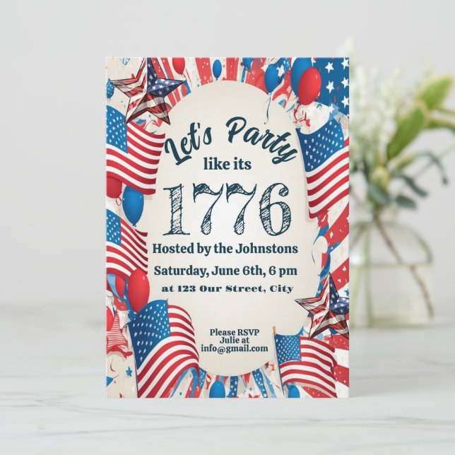 4th of July Party Invitation (Standing Front)