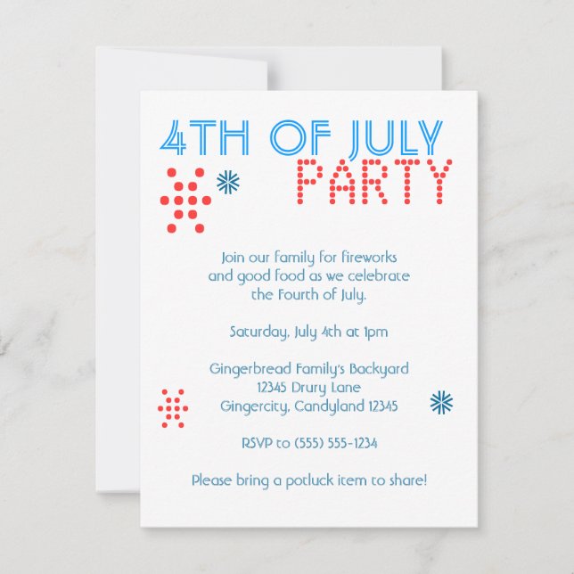 4th of July Party Invitation (Front)