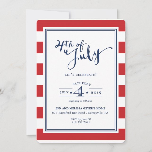 4TH OF JULY party invitation (Front)
