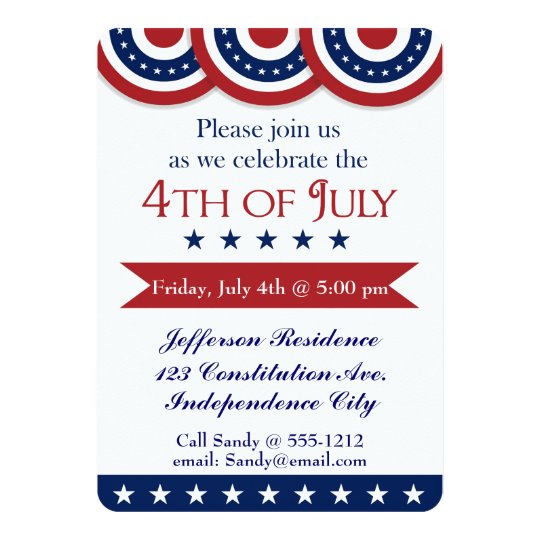 4th of July party invitation customizable