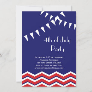 4th of July Party Invitation with Chevrons & Flags