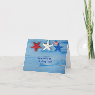 4th of July party invite-starfish and flag Invitation