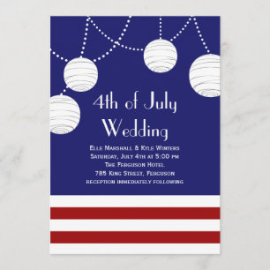 4th of July Party Lanterns Wedding Invitation