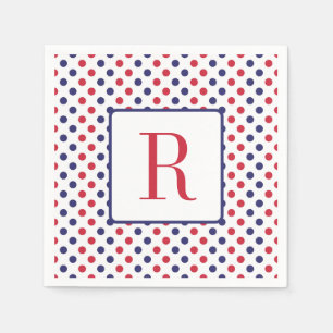 4th of July Party Monogram Red White and Blue Napkin