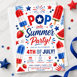 4th of July Party Pop Summer BBQ Independence Day Invitation