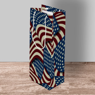 4TH Of July Party Red White And Blue American Flag Wine Gift Bag