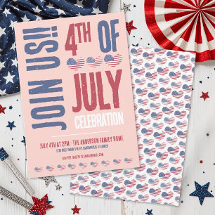 4th Of July Party Red White Blue Patriotic Invitation