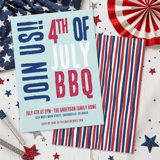 4th Of July Party Red White Blue Patriotic Invitation (4th Of July Party Red White Blue Patriotic Invitation)