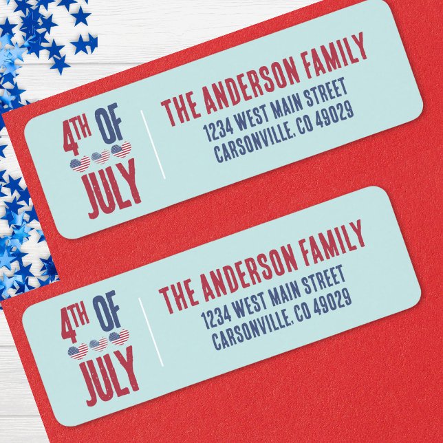 4th Of July Party Return Address (Patriotic American Flag Heart 4th Of July Party Label)