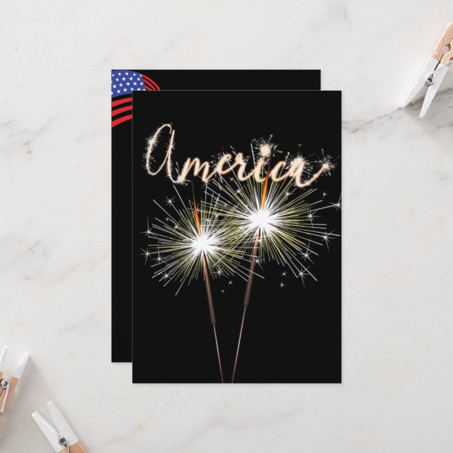 4th of July Party Sparkler Invitation (Front/Back In Situ)