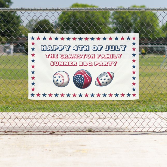 4th of July Party Sport Balls Banner (Insitu)