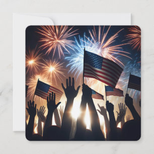 4th of July Party With Flags And Fireworks Invitation