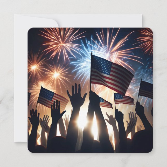 4th of July Party With Flags And Fireworks Invitation (Front)
